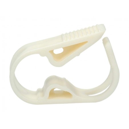 Pinza de plastico para reducir flujo en manguera.